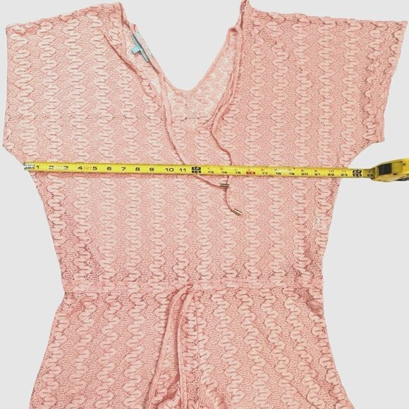 MELISSA ODABASH Lace Beach Cover-Up Women Small Peach Sheer‎ Summer Romper Italy - Picture 11 of 15